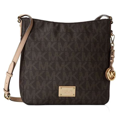 michael kors jet set travel large logo messenger brown|Michael Kors Messenger bag.